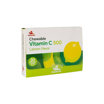 قرص جویدنی ویتامین سی 500 ویتامین لایف 30 عددی با طعم لیمو