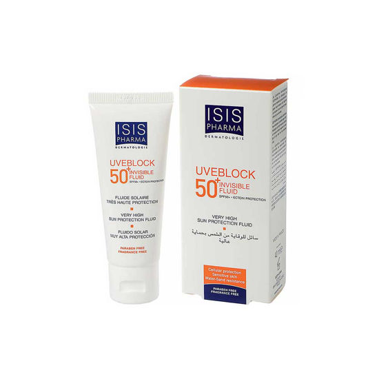 فلوئید ضد آفتاب بی رنگ آیسیس فارما مناسب برای پوست معمولی و چرب با SPF50