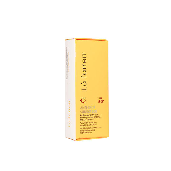 کرم ضد آفتاب و ضد لک بی رنگ لافارر مناسب برای پوست خشک و معمولی با SPF50