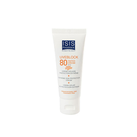 کرم ضد آفتاب رنگی آیسیس فارما مدل یوی بلاک مناسب برای پوست خشک و حساس با SPF80