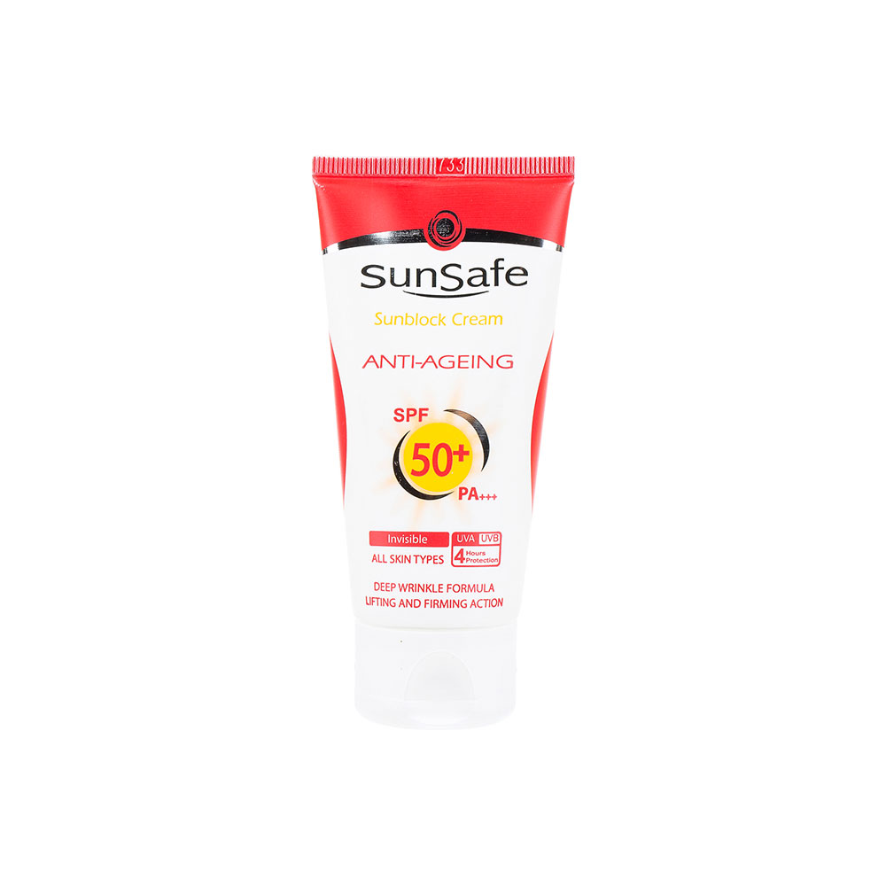 کرم ضدآفتاب بی رنگ سان سیف مدل ضد چروک با SPF50