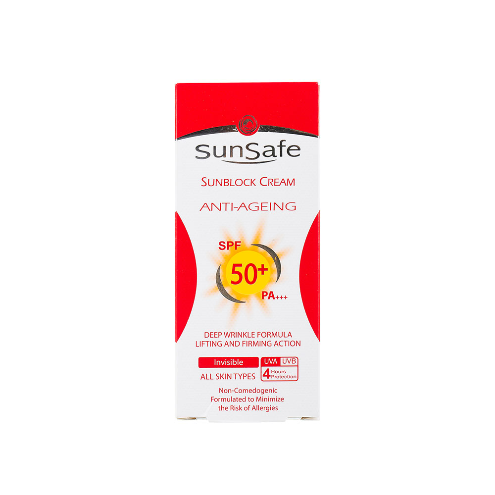 کرم ضدآفتاب بی رنگ سان سیف مدل ضد چروک با SPF50