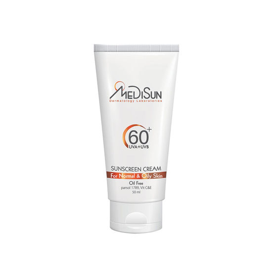 کرم ضد آفتاب بی رنگ مدیسان مناسب برای پوست های معمولی و چرب با SPF 60