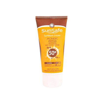 کرم ضد آفتاب رنگ SPF50 فاقد چربی سان سیف مناسب پوست های چرب و آکنه ای