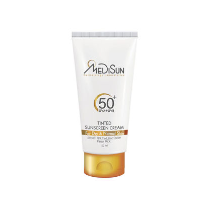 کرم ضد آفتاب رنگی مدیلن مناسب برای پوست های معمولی و خشک با SPF50