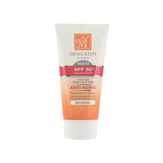 کرم ضد آفتاب ضد چروک بی رنگ مای مدل شیلد مناسب برای پوست معمولی و خشک با SPF50