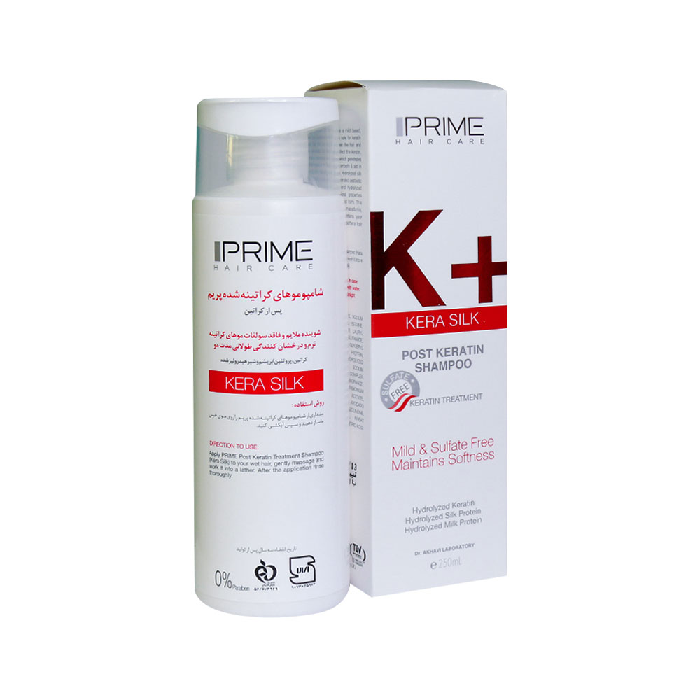 شامپو فاقد سولفات پریم مناسب برای موهای کراتینه شده مدل K+