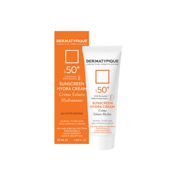 کرم ضد آفتاب بی رنگ درماتیپیک مدل مرطوب کننده مناسب برای پوست خشک و معمولی با +SPF50