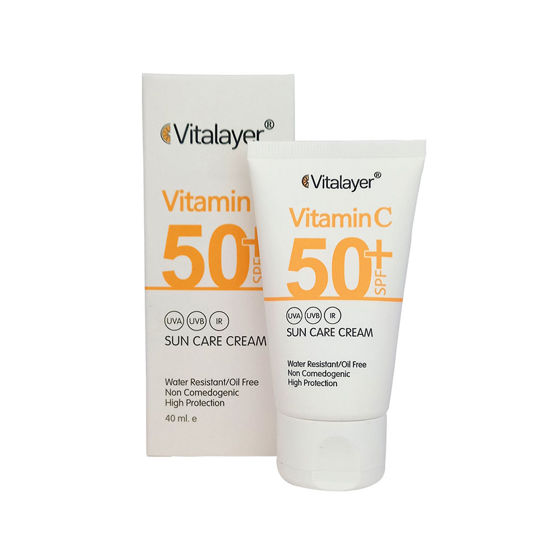 کرم ضد آفتاب بی رنگ ویتالیر حاوی ویتامین سی مناسب برای انواع پوست با SPF50