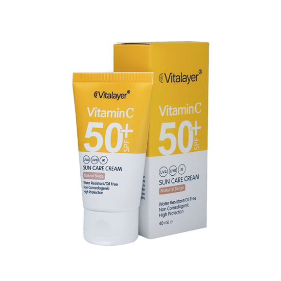 کرم ضد آفتاب رنگی ویتالیر حاوی ویتامین سی مناسب برای انواع پوست با SPF50