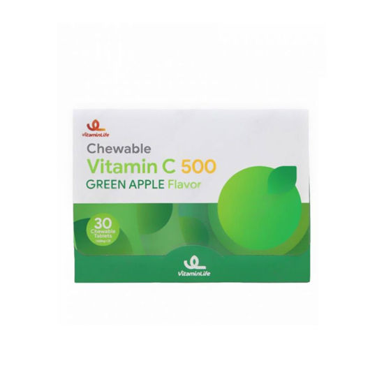 قرص جویدنی ویتامین سی 500 ویتامین لایف 30 عددی با طعم سیب سبز