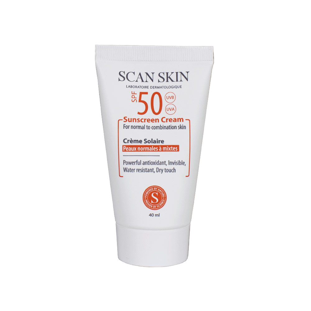 کرم ضدآفتاب بی رنگ اسکن اسکین مناسب برای پوست معمولی تا مختلط با SPF50