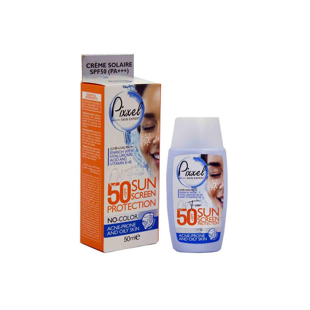 کرم ضد آفتاب بی رنگ پیکسل مناسب برای پوست چرب و مختلط و آکنه ای با SPF50