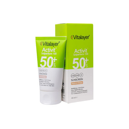 کرم ضد آفتاب رنگی ویتالیر مدل اکتیویت مناسب برای پوست چرب SPF +50