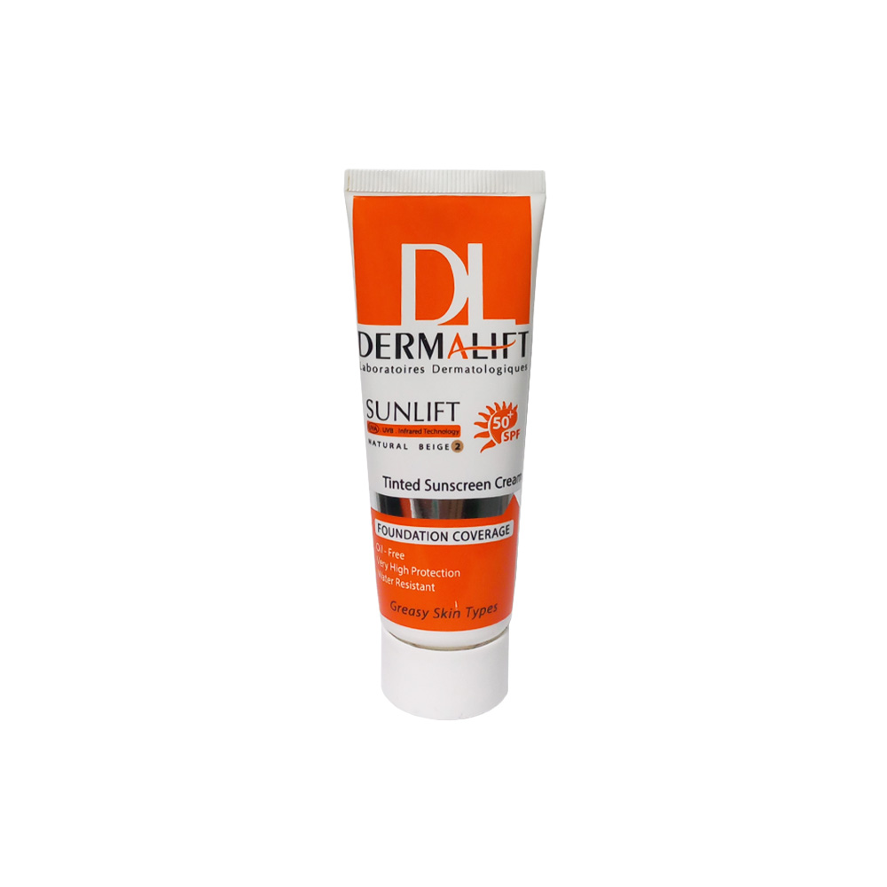کرم ضد آفتاب رنگی درمالیفت مدل سانلیفت مناسب برای پوست چرب با SPF50