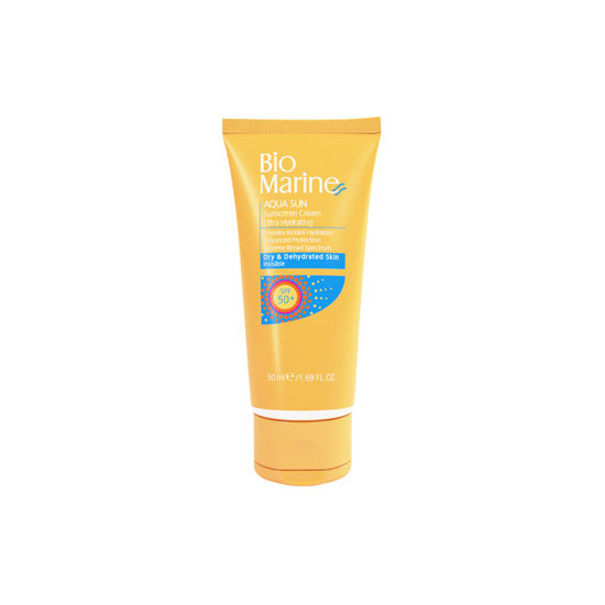 کرم ضد آفتاب بی رنگ بایومارین مدل آکوا سان مناسب برای پوست خشک با SPF50+