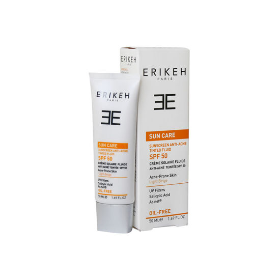 فلوئید ضد آفتاب و ضدجوش رنگی اریکه مناسب برای پوست چرب با SPF50