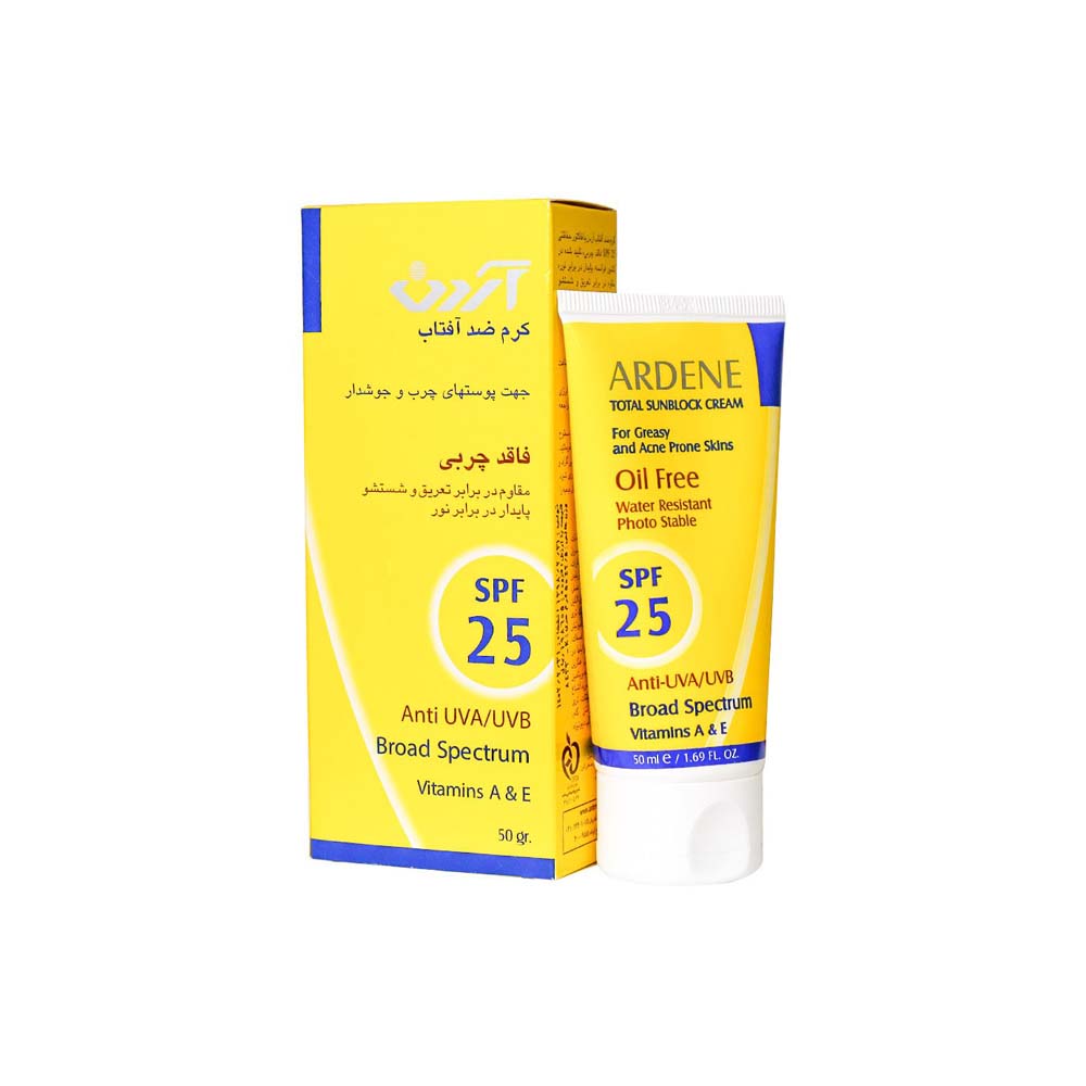 کرم ضد آفتاب بی رنگ آردن مناسب برای پوست چرب و جوشدار با SPF 25