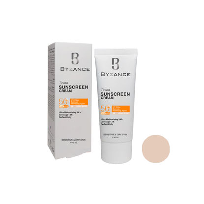 ضد آفتاب کرم پودری بیزانس مناسب برای پوست خشک و حساس با SPF50