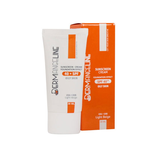 کرم ضد آفتاب رنگی درم انجلین مناسب برای پوست چرب با SPF+40