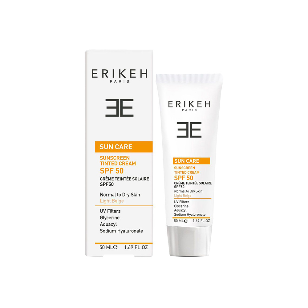 کرم ضد آفتاب رنگی اریکه مناسب برای پوست معمولی و خشک با SPF50