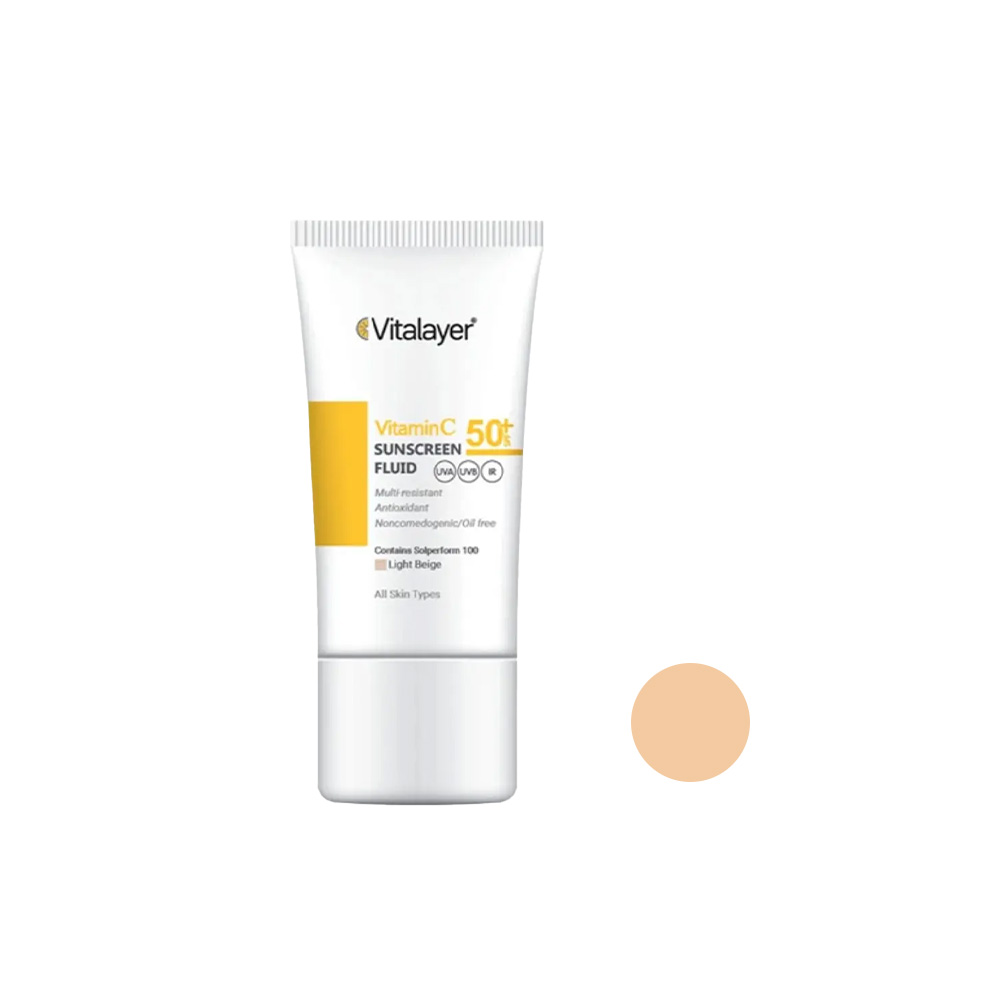 فلوئید ضد آفتاب رنگی ویتالیر مدل  ویتامین سی با SPF50+