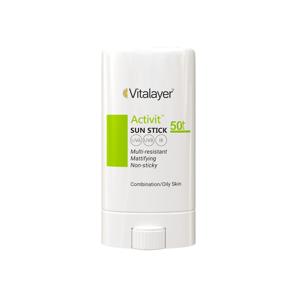 ضد آفتاب استیکی ویتالیر مدل اکتی ویت با SPF50+ مناسب برای پوست چرب و مختلط