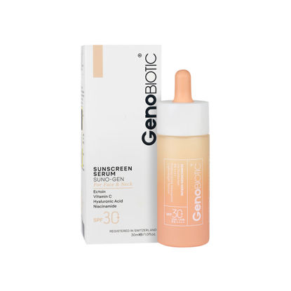 سرم ضد آفتاب صورت و گردن ژنوبایوتیک مدل سانو ژن با SPF30