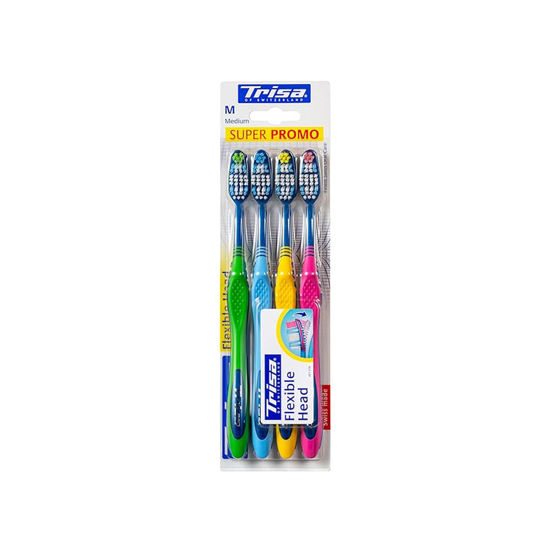 پک چهار عددی مسواک تریزا مدل فلکسیبل هد با برس متوسط
