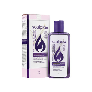 شامپو حجم دهنده مو اسکالپیا حاوی بیوتین و کلاژن