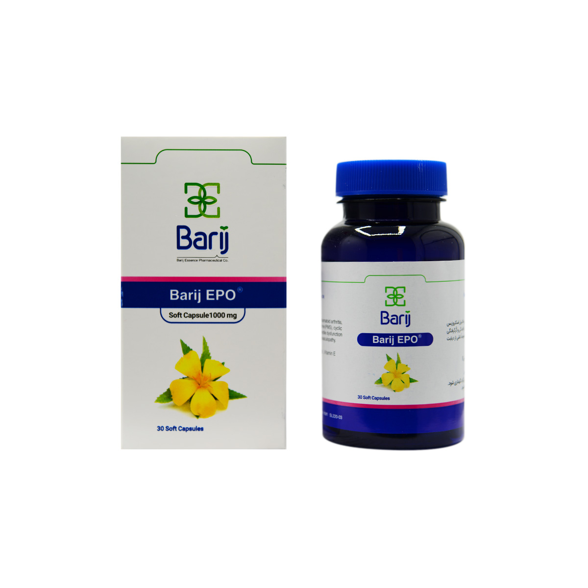 کپسول روغن گل مغربی ای پی او باریج اسانس ۳۰ عددی