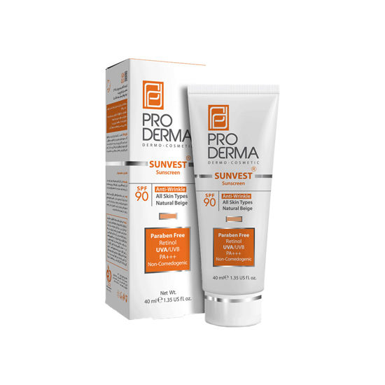 کرم ضد آفتاب ضد چروک بی رنگ پرودرما مدل سان وست با SPF90