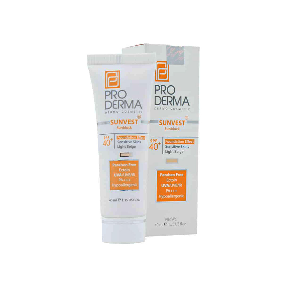 کرم ضد آفتاب مینرال رنگی پرودرما مدل سان وست با SPF40 مناسب برای پوست حساس
