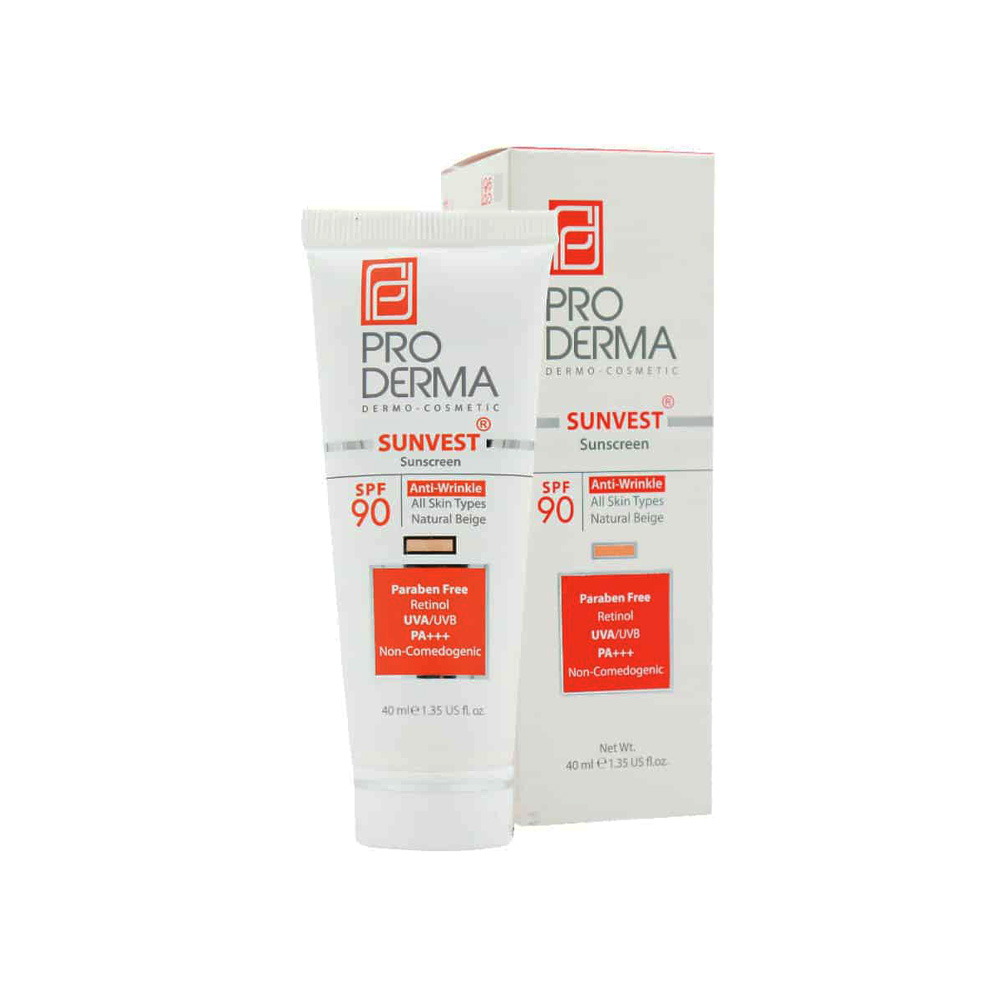 کرم ضد آفتاب ضد چروک رنگی پرودرما مدل سان وست با SPF90