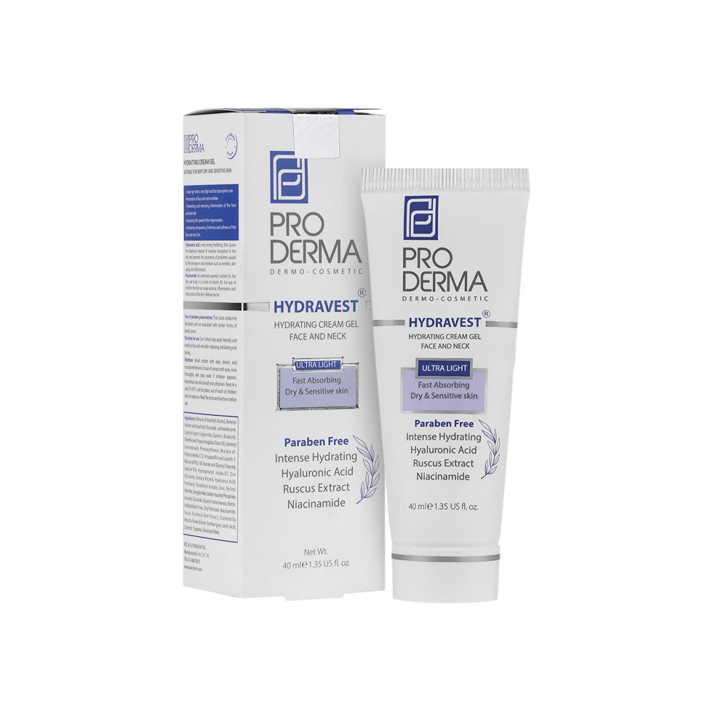 کرم ژل آبرسان صورت و گردن پرودرما مدل هیدرا وست مناسب برای پوست خشک و حساس