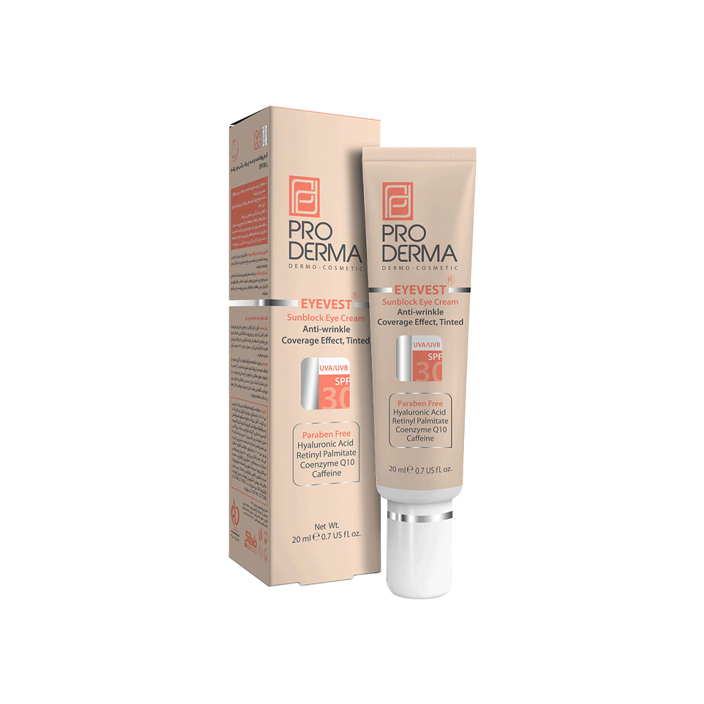 کرم ضد چروک رنگی دور چشم پرودرما مدل آی وست با SPF30