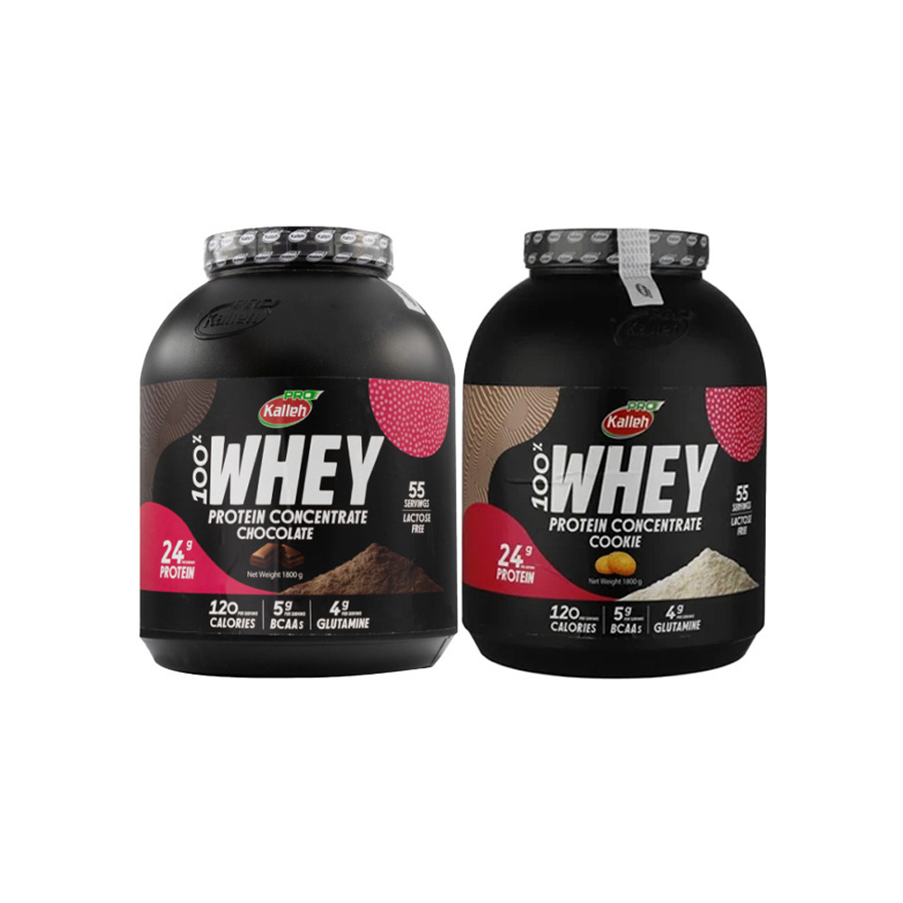 پک دو عددی پودر وی پروتئین 100% کاله پرو 1800 گرمی با طعم شکلات و کوکی