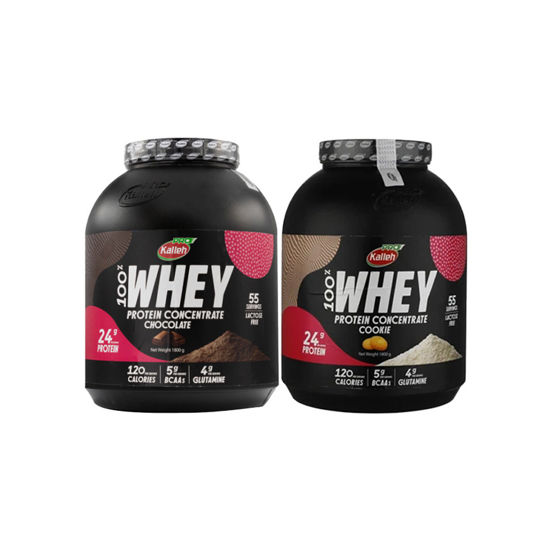 پک دو عددی پودر وی پروتئین 100% کاله پرو 1800 گرمی با طعم شکلات و کوکی