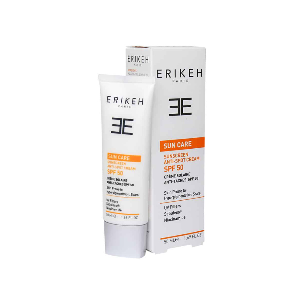 کرم ضد آفتاب و ضد لک بی رنگ اریکه مناسب براى پوست دارای لک با SPF50