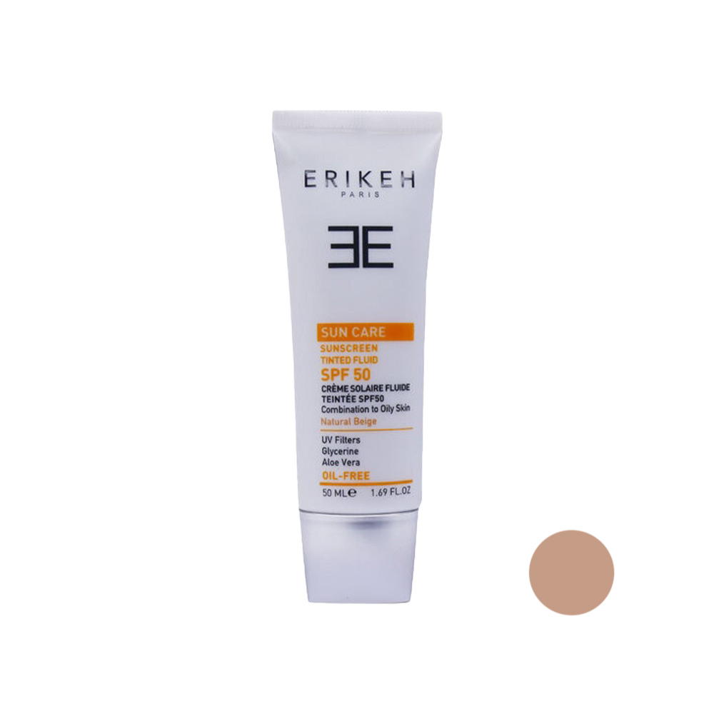 فلوئید ضد آفتاب رنگی اریکه مناسب برای پوست چرب و مختلط با SPF 50