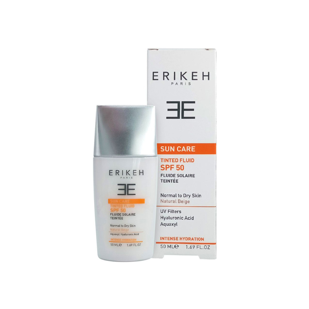فلوئید ضد آفتاب رنگی اریکه مناسب برای پوست معمولی و خشک با SPF50