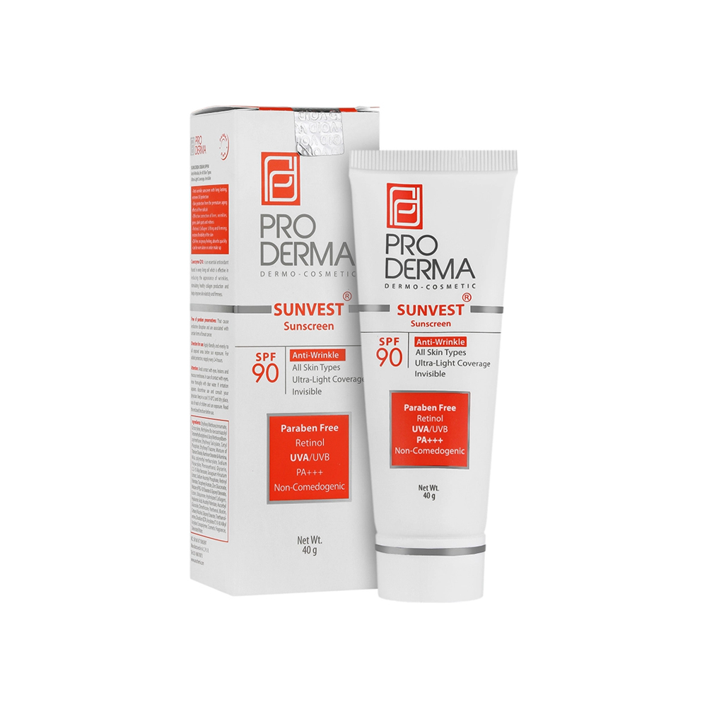 کرم ضد آفتاب ضد چروک بی رنگ پرودرما مدل سان وست با SPF90