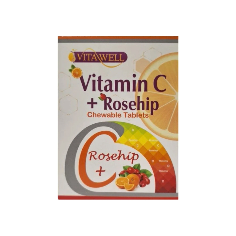 قرص جویدنی ویتامین سی + رزهیپ 1000 میلی گرم ویتاول 30 عددی با طعم پرتقال