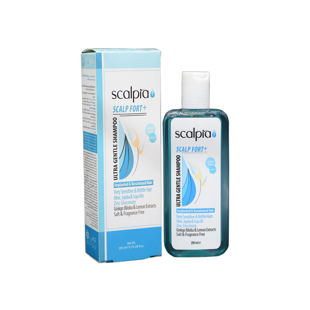 شامپو مو اسکالپیا مدل اسکالپ فورت پلاس مناسب برای موهای بسیار حساس و شکننده