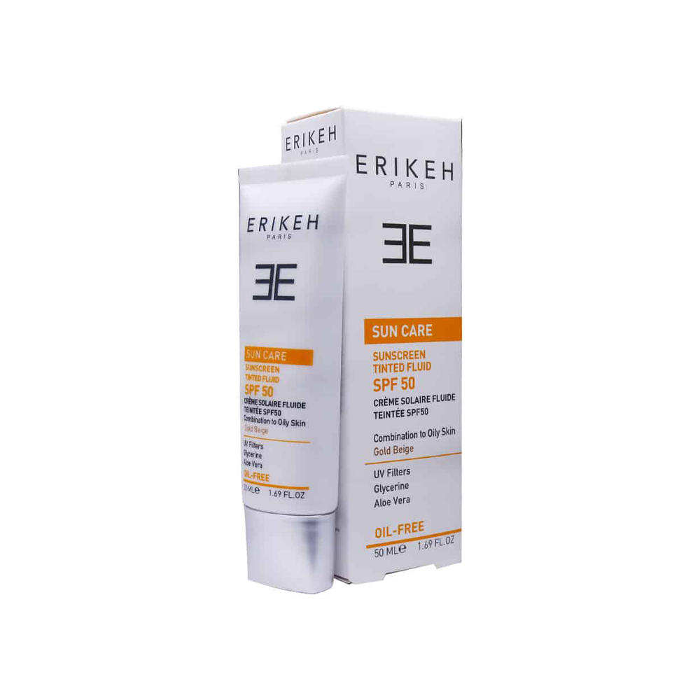 فلوئید ضد آفتاب رنگی اریکه مناسب برای پوست چرب و مختلط با SPF 50