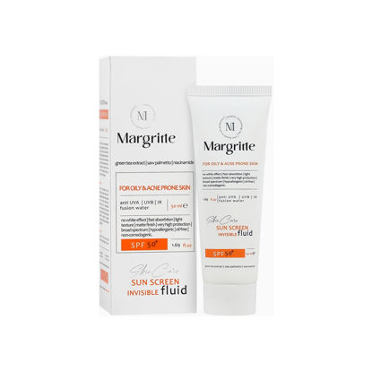 فلوئید ضد آفتاب بی رنگ مارگریت مناسب برای پوست های چرب و آکنه ای با SPF50+